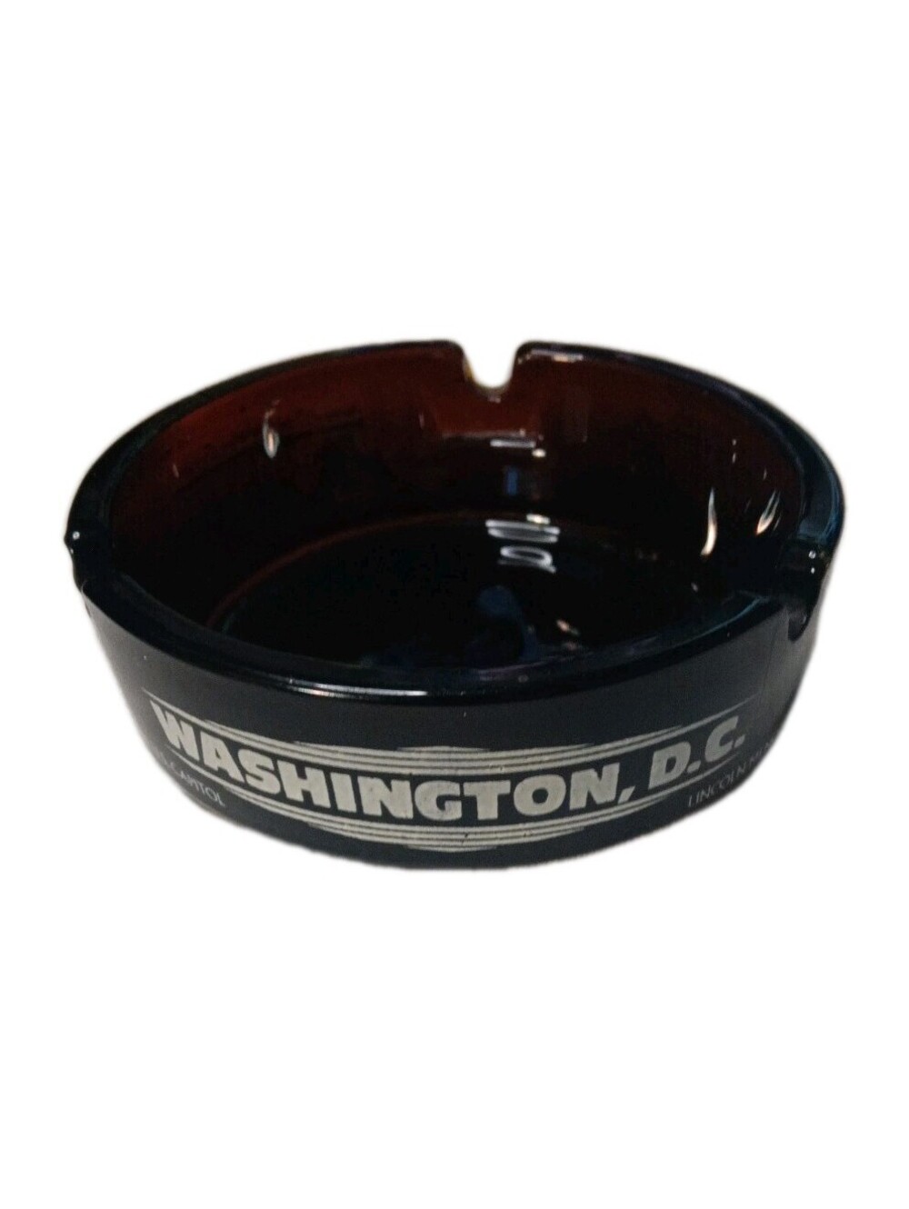 VTG Washington D.C. Amber Glass Ashtray Tourist Souvenir US Capitol Monuments